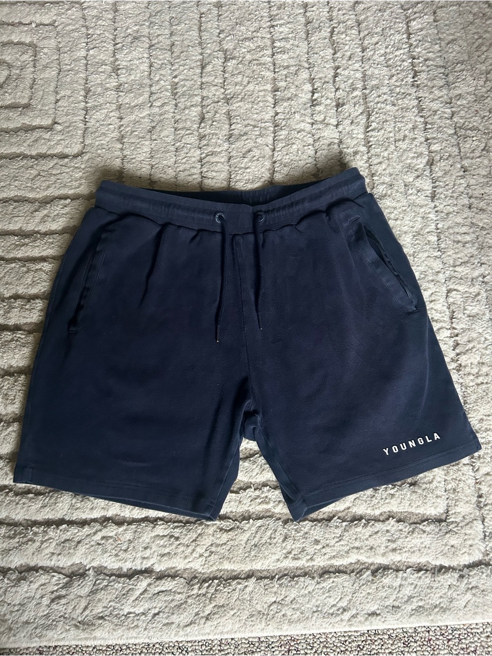 YOUNGLA Men’s Navy Fleece Shorts